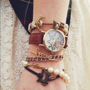 Urban Outfitters Leather Globe Watch